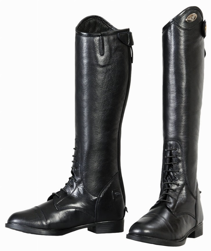 TuffRider Kids Belmont Leather Back Zipper Field Boots 5 Black