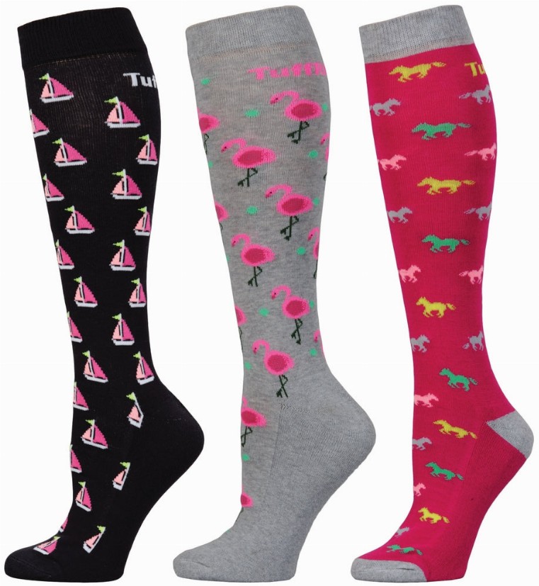 TuffRider Ladies Flamingo/Boat/Horse Knee Hi Socks - 3 Pack