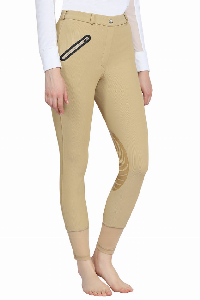 Tuffrider Tiffany Ribbed Breech With Silicone Knee Patch 24 Light Tan