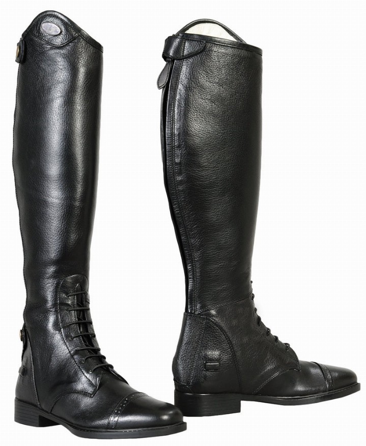 TuffRider Women Belmont Leather Field Boots 8.5 Black Wide