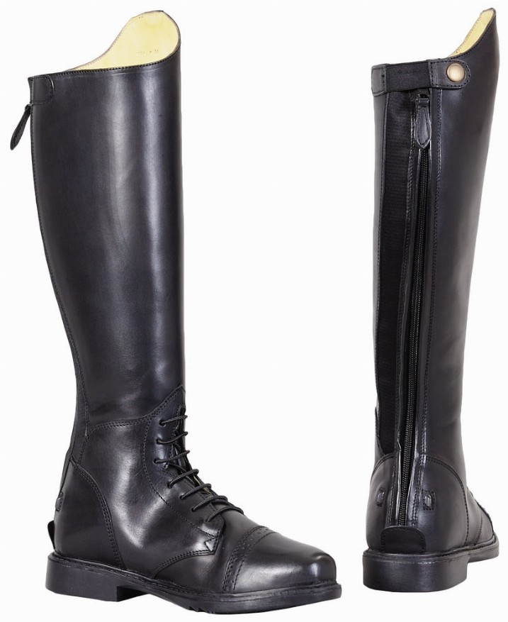 TuffRider Women Leather Back Zipper Short Baroque Field Boots 7.5 BLACK