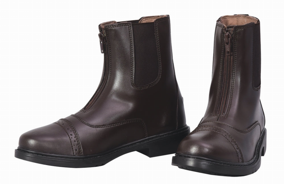 TuffRider Women Starter Synthetic Leather Front Zipper Paddock Boots 9.5 Wide Mocha