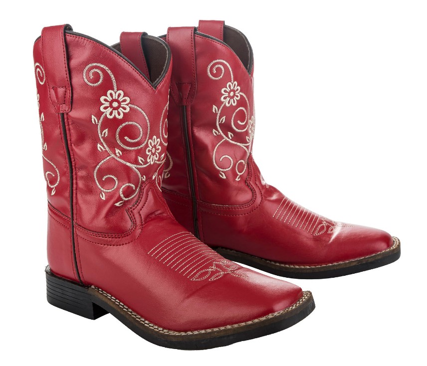 TuffRider Youth Fire Red Floral Western Boot - 7 Red