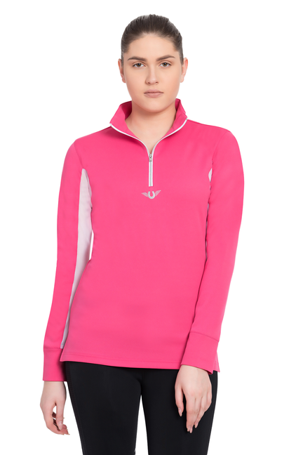 TuffRider Ladies Ventilated Technical Long Sleeve Sport Shirt  Large  Hot Pink 