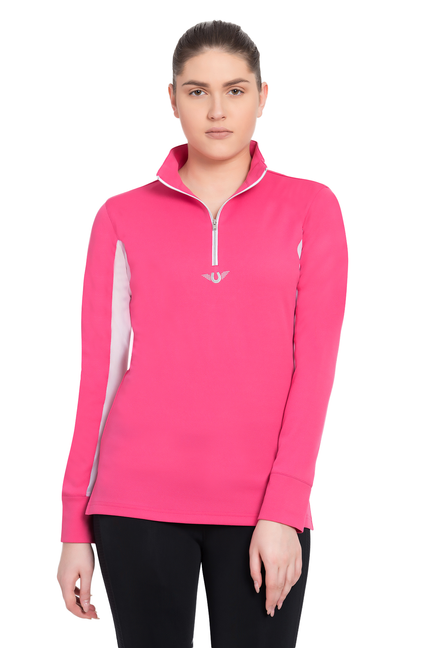 TuffRider Ladies Ventilated Technical Long Sleeve Sport Shirt  Small  Hot Pink 