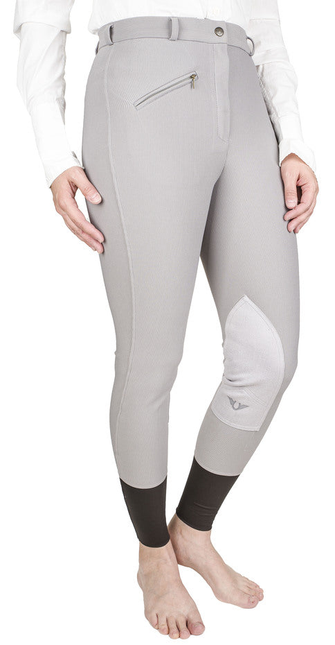 TuffRider Ladies Ribb Knee Patch Breeches  26  Smoke 