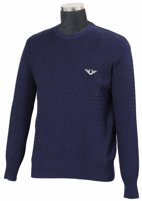 Classic Cable Knit Sweater  Large  Navy 