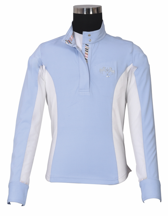 Equine Couture Children's Cara Long Sleeve Show Shirt  X-Large  KL Baby Blue 