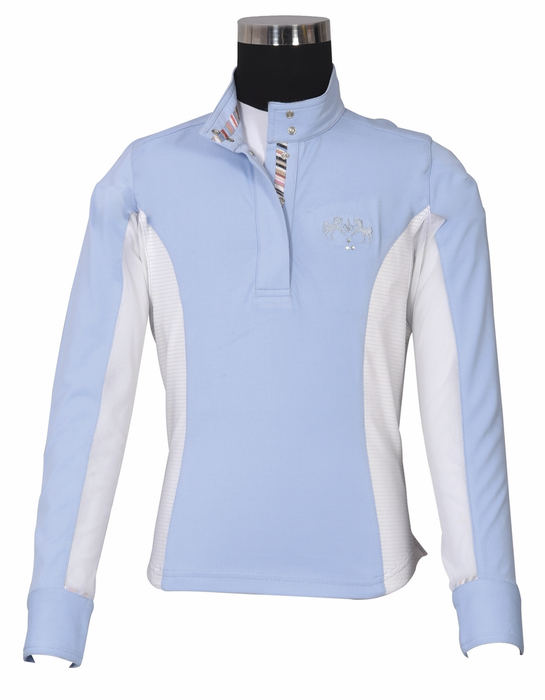 Equine Couture Children's Cara Long Sleeve Show Shirt  Medium  KL Baby Blue 