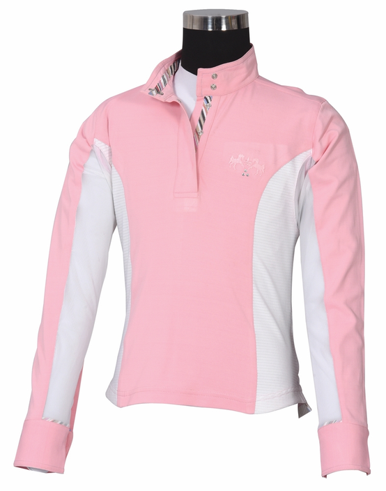 Equine Couture Children's Cara Long Sleeve Show Shirt  X-Large  Pink 