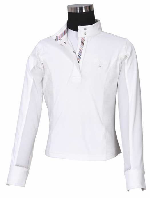 Equine Couture Children's Cara Long Sleeve Show Shirt  X-Large  White 