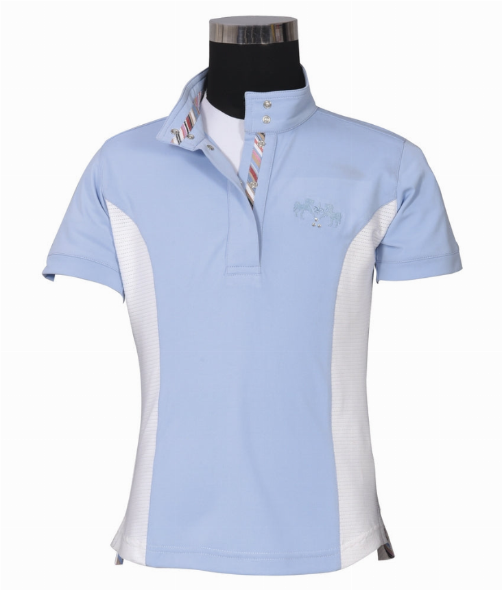 Equine Couture Children's Cara Short Sleeve Show Shirt Small KL Baby Blue