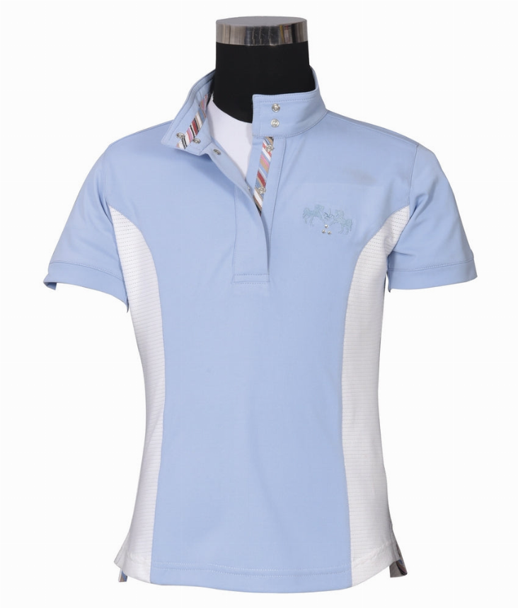 Equine Couture Children's Cara Short Sleeve Show Shirt Medium KL Baby Blue