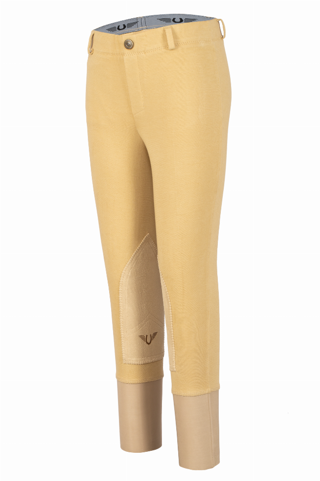 TuffRider Children's Cotton Pull-On Knee Patch Breeches 8 Light Tan