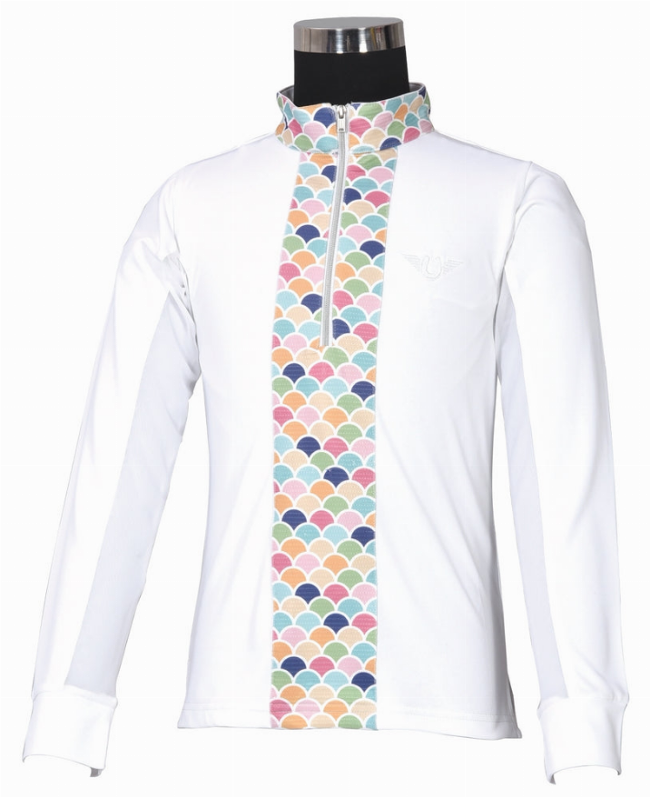 TuffRider Children's Iris EquiCool Riding Shirt Large White/Print