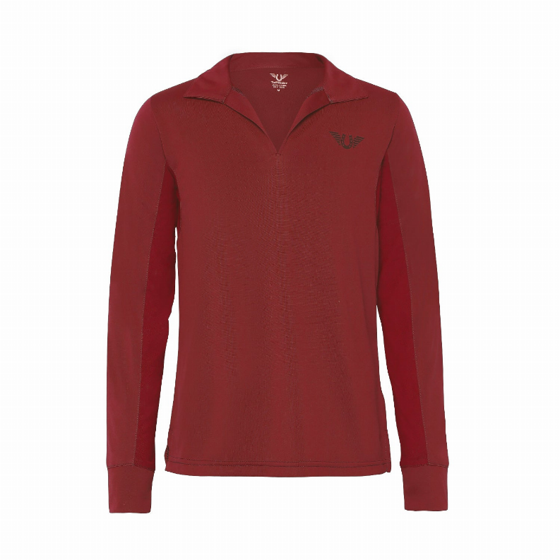 Tuffrider Children'S Taylor Long Sleeve Polo M Wine