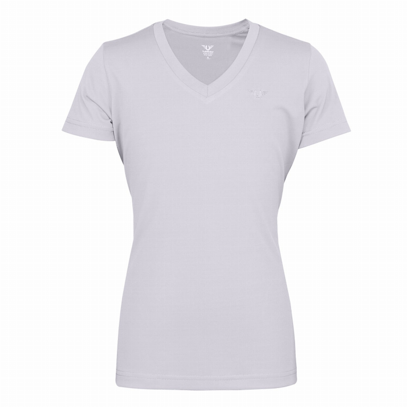 TuffRider Children's Taylor Tee Short Sleeve T-Shirt L Lilac Gray