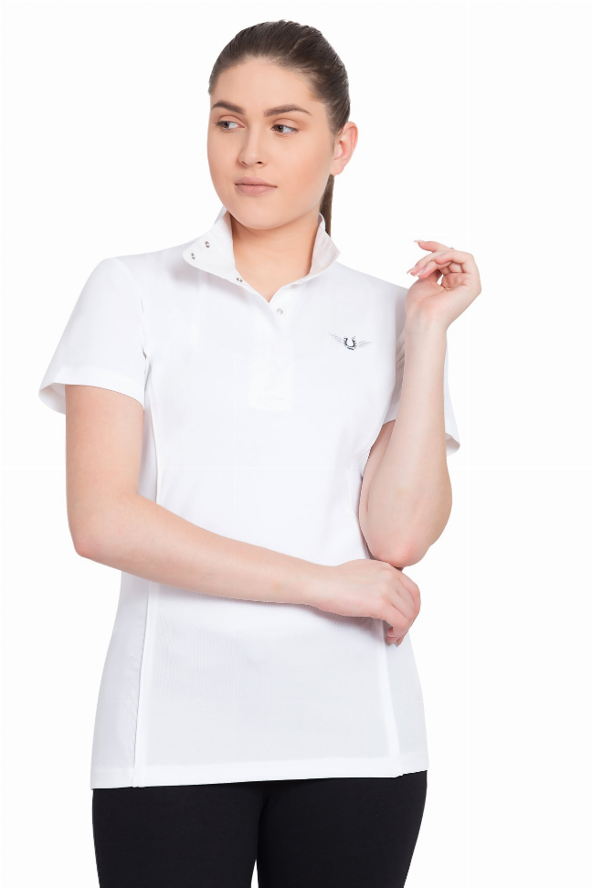 TuffRider Ladies Kirby Kwik Dry Short Sleeve Show Shirt Small White w/White