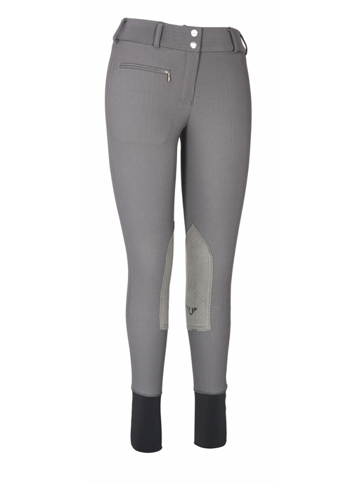 TuffRider Ladies Ribb Lowrise Wide Waistband Knee Patch Breeches  24  Charcoal 