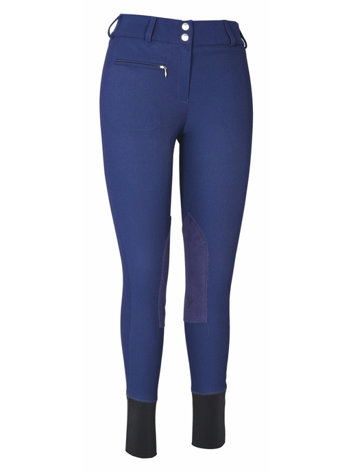 TuffRider Ladies Ribb Lowrise Wide Waistband Knee Patch Breeches  32  Navy 