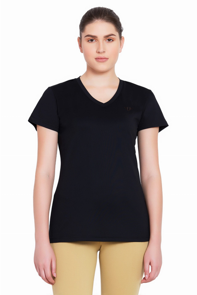 Tuffrider Ladies Taylor Tee Short Sleeve T-Shirt L Black