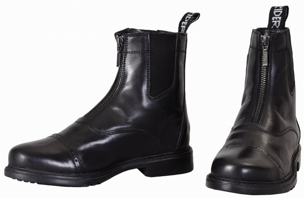 TuffRider Men's Baroque Front Zip Paddock Boots with Metal Zipper 8.5 Black