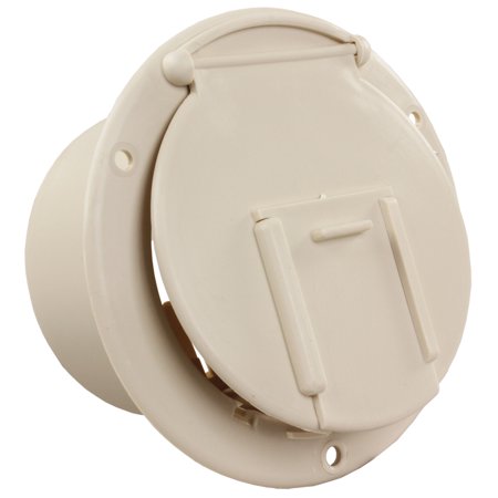 Round Electric Cable Hatch W/Back, Colonial White