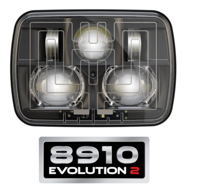 8910 EVOLUTION 2 5X7 LED HEADLIGHT  1224V ECE LED LHT HIGH & LOW BEAM HEATED W/ INNER BEZEL