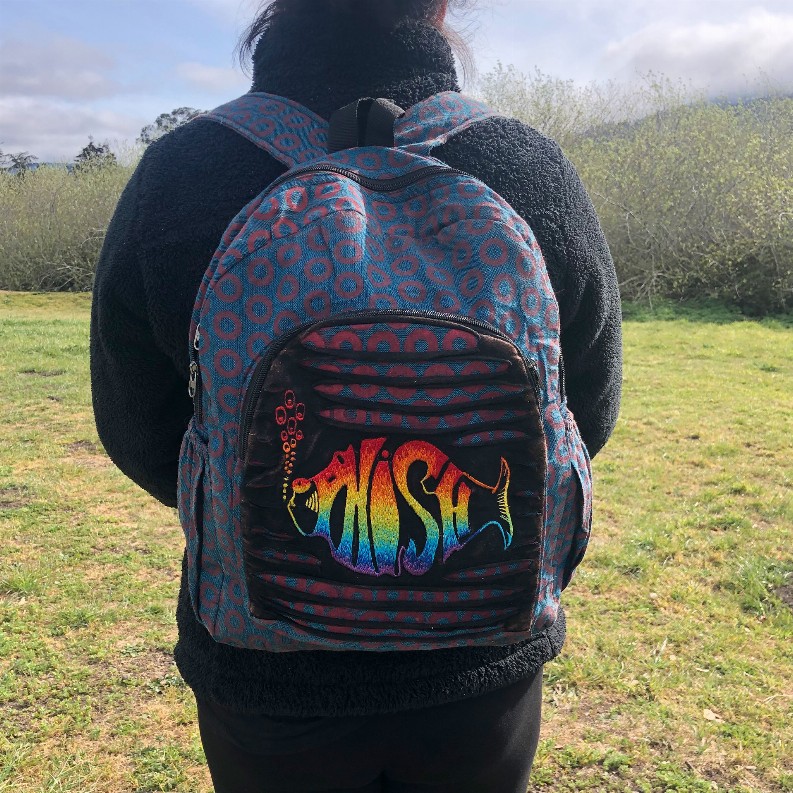 PHISH BACKPACK Cotton Stonewash Phish Donut Print & Rainbow Phish Embroidery Backpack