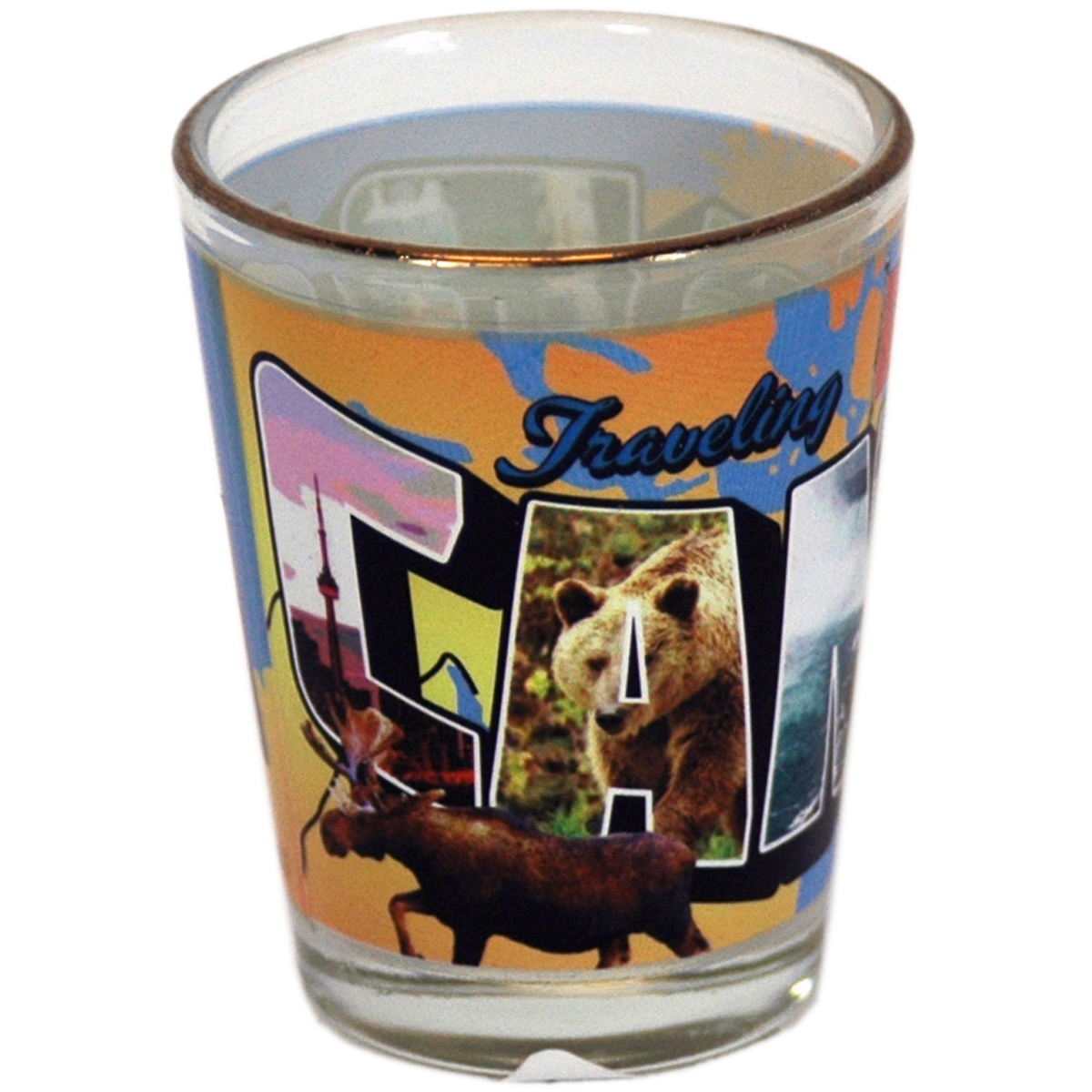 CAN SHOTGLASS SUB GOLD RIM POSTCARD