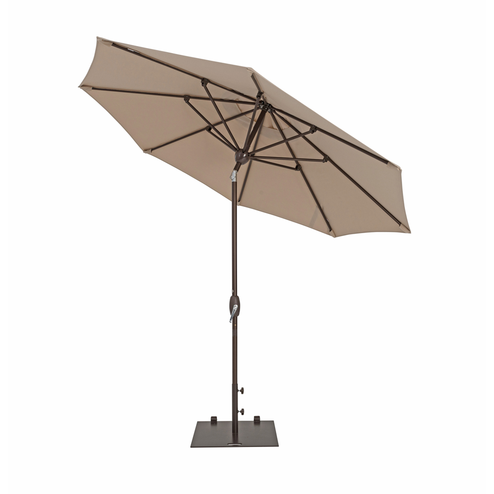 TrueShade Plus 9' Market Umbrella with Auto Tilt and Crank Antique Beige