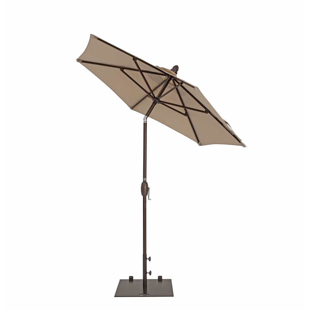 TrueShade Plus 7' Garden Parasol with Push Button Tilt and Crank Antique Beige