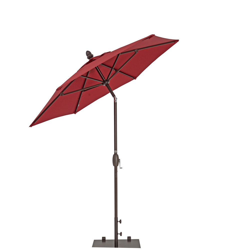 TrueShade Plus 7' Garden Parasol with Push Button Tilt and Crank Jockey Red