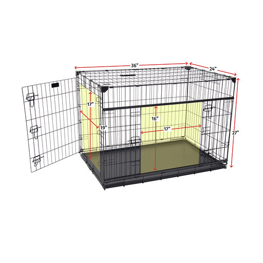 Lucky Dog 36 Sliding Double Door Dog Crate | 2nd Side Door Access | Patented Corner Stabilizers | Removable Tray | Rubber Feet