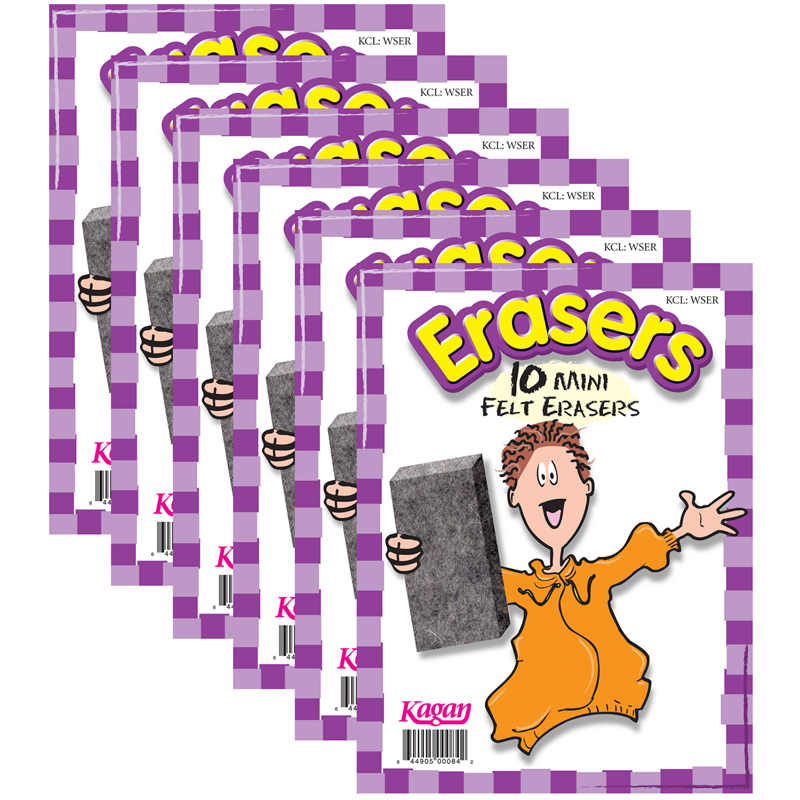 Erasers, Mini, 10 Per Pack, 6 Packs