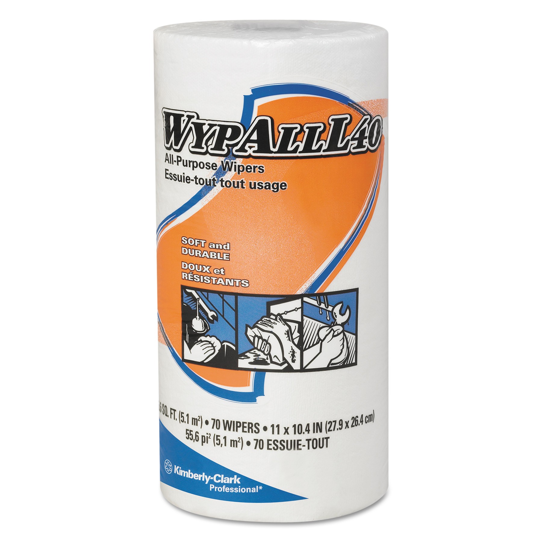 L40 Wipers, Small Roll, 10 2/5 x 11, White, 70/Roll, 24 Rolls/Case