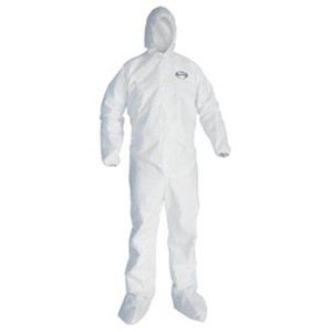 A30 Elastic Back and Cuff Hooded/Boots Coveralls, White, Large, 25/Case