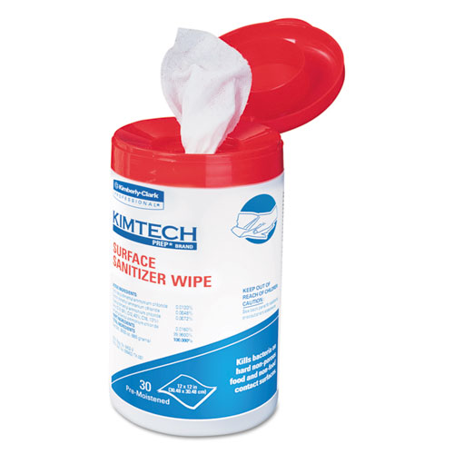 Surface Sanitizer Wipe, 12 x 12, Unscented, White, 30/Canister 8/Case