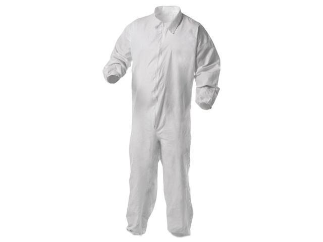 A35 Liquid and Particle Protection Coveralls, Zipper Front, Elastic Wrists and Ankles, X-Large, White, 25/Case