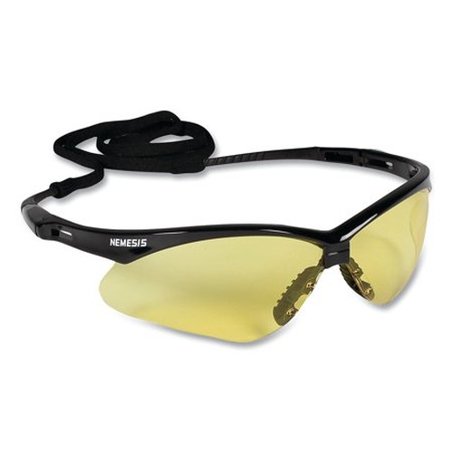Nemesis Safety Glasses, Black Frame, Amber Lens, 12/Case