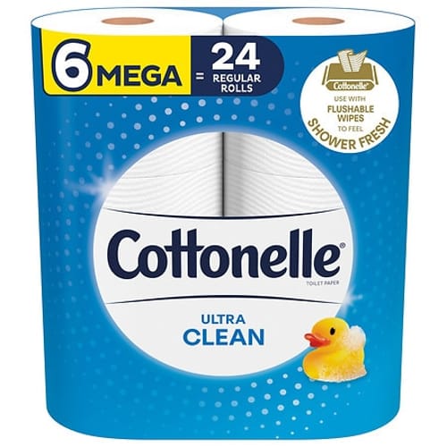 Ultra CleanCare Toilet Paper, Strong Tissue, Mega Rolls, 1-Ply, White, 284 Sheets/Roll, 6 Rolls/Pack, 36 Rolls/Carton