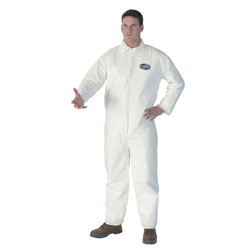 A40 Elastic-Cuff & Ankle Hooded Coveralls, White, Large, 25/Case