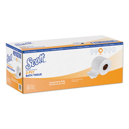 Essential Standard Roll Bathroom Tissue, Small Business, Septic Safe, 2-Ply, White, 550 Sheets/Roll, 20 Rolls/Case
