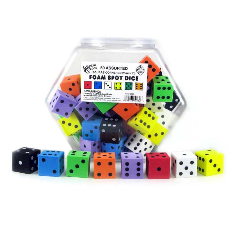 Foam Spot Dice, 1", Tub of 50