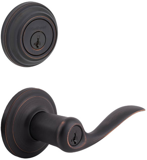 Tustin Lever with Single Cylinder Deadbolt Combo Pack, Venetian Bronze