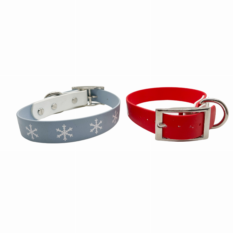 Biothane Buckle Dog Collar - Medium 13-15 inches Snowflake