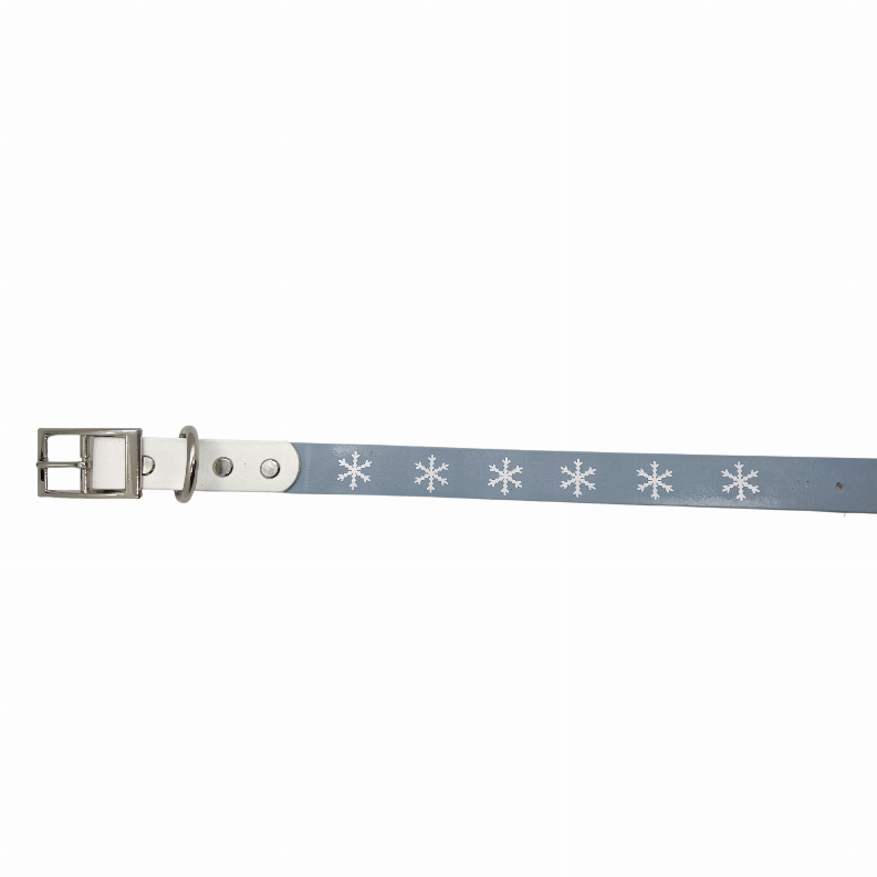 Biothane Buckle Dog Collar - XL 17-19 inches Snowflake