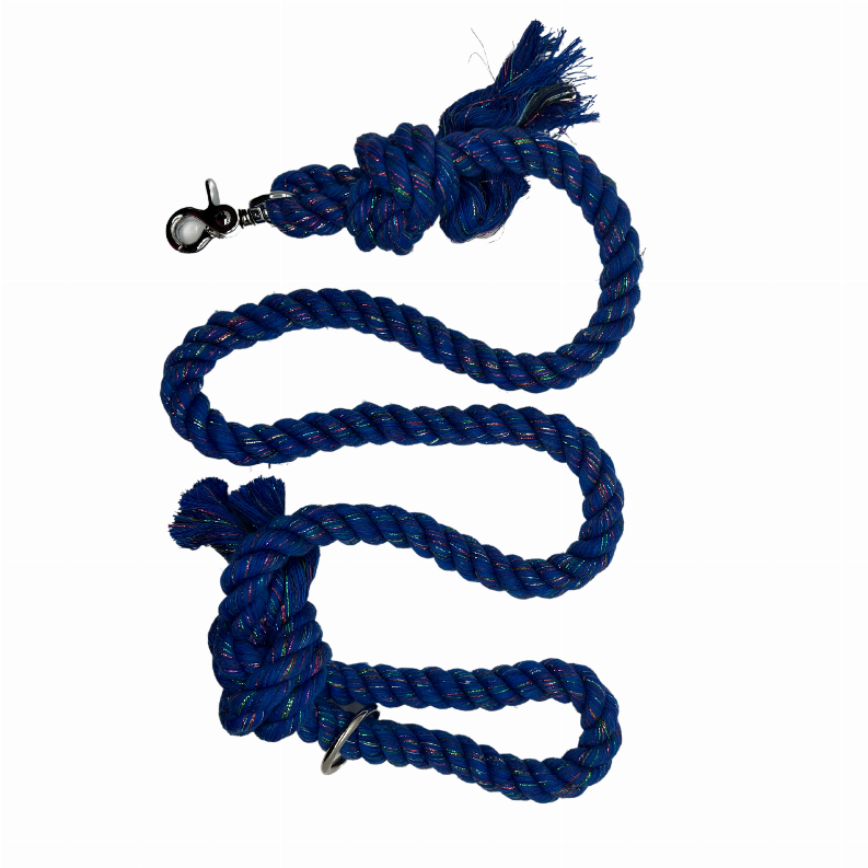 Sparkle Rope Dog Leash - 4 ft Blue