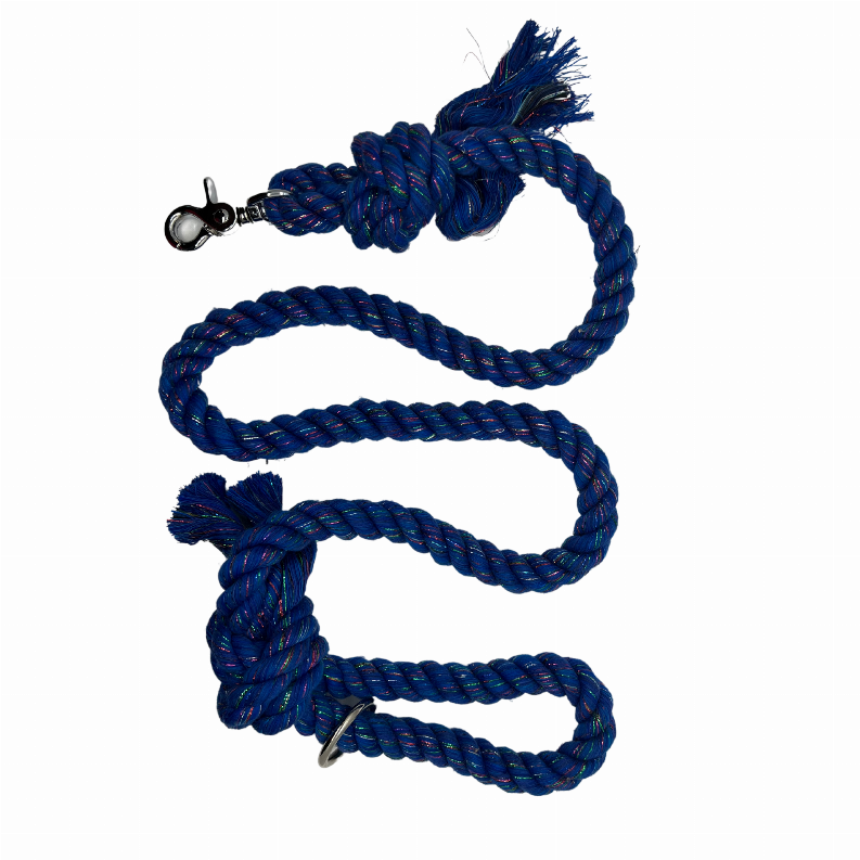 Sparkle Rope Dog Leash - 5 ft Blue