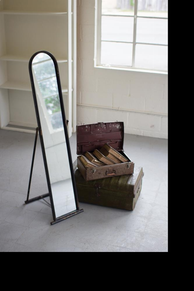 Floor Mirror With Metal Frame And Stand